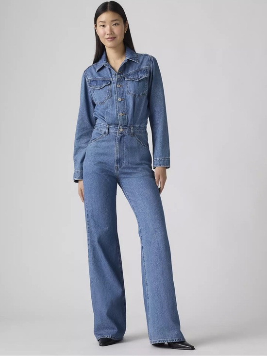 Levi's Pants - Levi’s Blue Overalls Wide Leg Long Sleeve Denim Jumpsuit Size Large